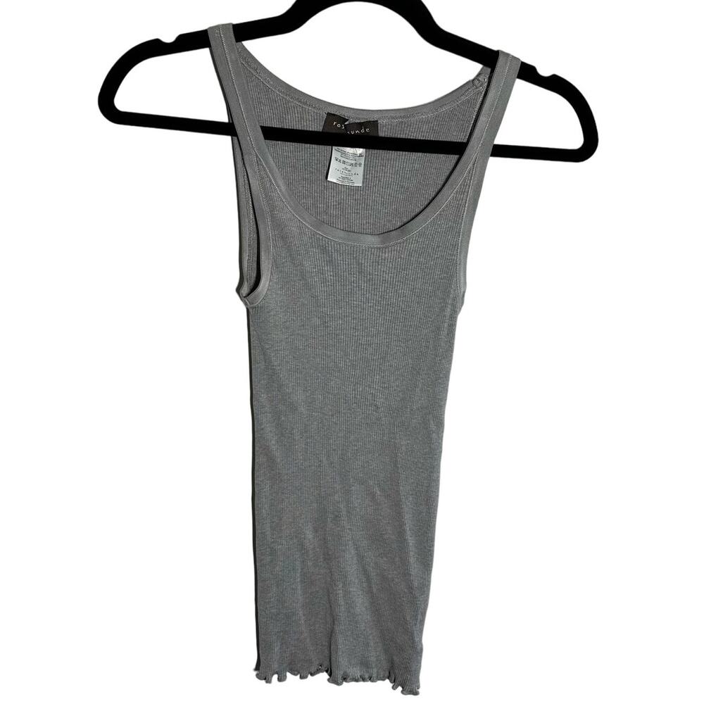 Rosemunde Gray Ribbed Silk Blend Lettuce Hem Tank Top Size Large